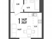 Квартира-студия, 28,3 м², 10/25 эт.