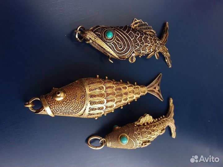 Подвески Рыбы серебро 800 экспортный Китай Италия
