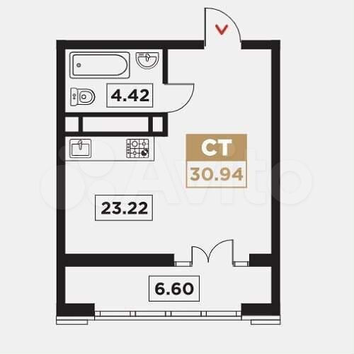 Квартира-студия, 34 м², 5/23 эт.