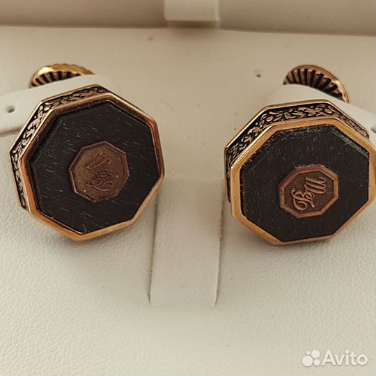 Запонки серебряные с обсидианом