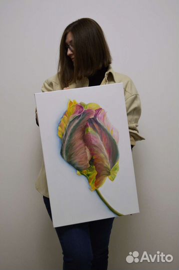 Интерьерная картина маслом большая цветы