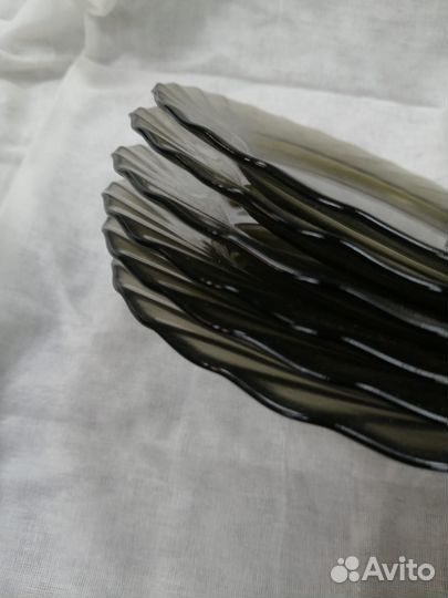 Тарелки набор 6 штук. . Стекло коричневое