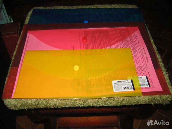 Набор конверт пластиковый для документов с кнопкой