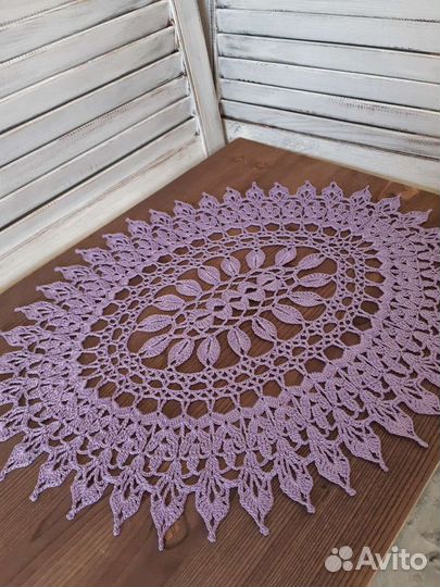Салфетка интерьерная кружево вязаная хлопок