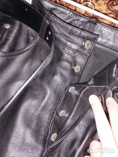 Брюки кожаные мужские