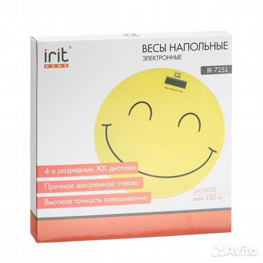 Новые Весы напольные электронные Irit 150кг смайл