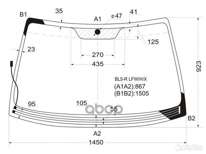 Стекло лобовое с обогревом щеток в клей subaru