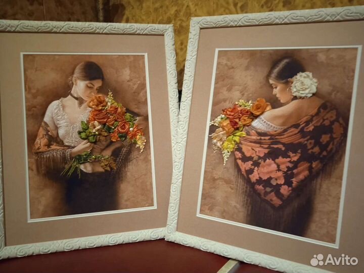 Картина вышитая шелковыми лентами