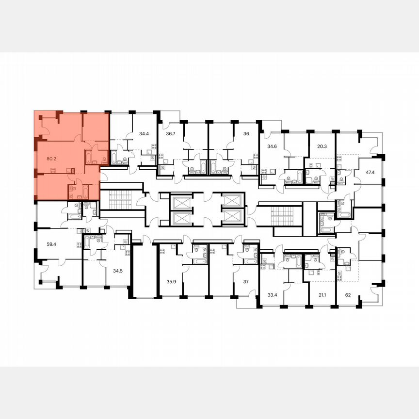 3-к. квартира, 80,2 м², 12/32 эт.