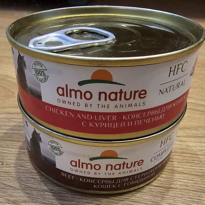 Консервы для кошек Almo Nature (говядина, курица п