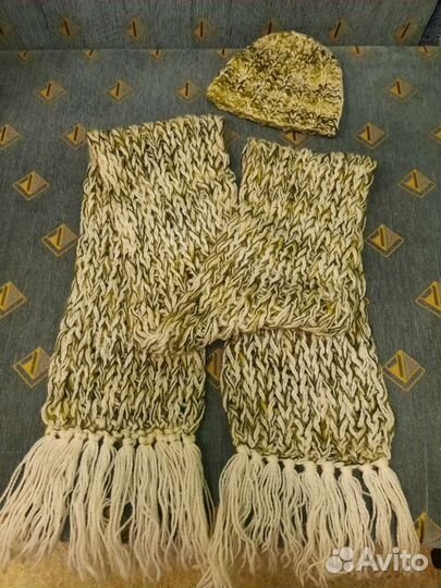 Комплект шапка+длинный шарф на девочку