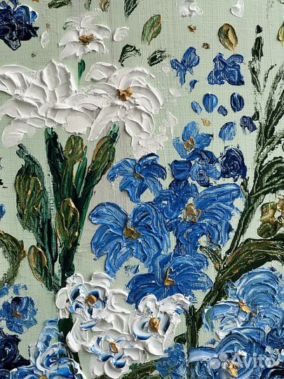 Картина маслом на холсте цветы ручная работа