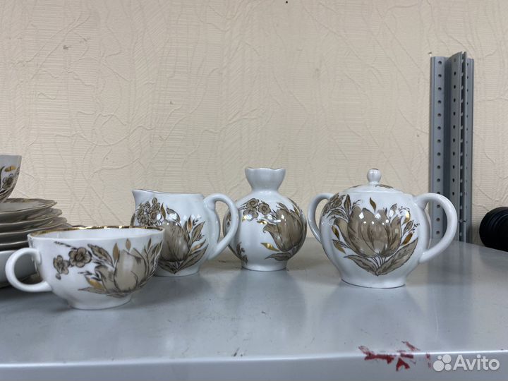 Фарфоровый сервиз лфз СССР блюдо чашка чайный