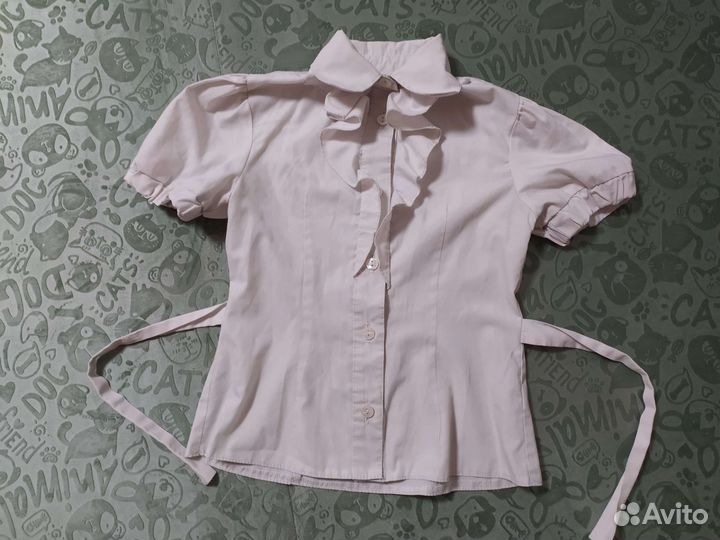 Блузки белые для девочек 128