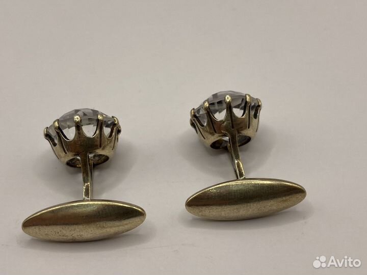 Серебряные запонки с горным хрусталем
