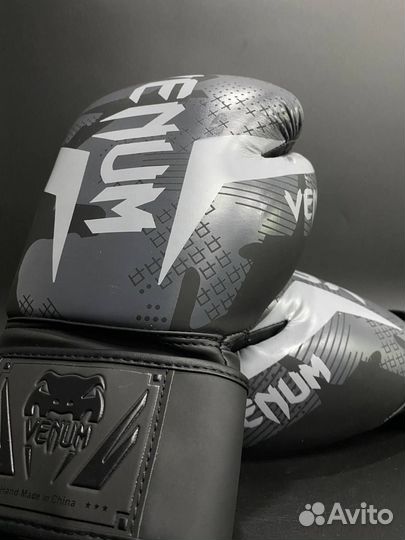 Боксерские перчатки Venum Army Grey кож