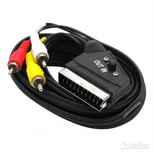 Кабель scart - 3*RCA 1,2 м с переключателем