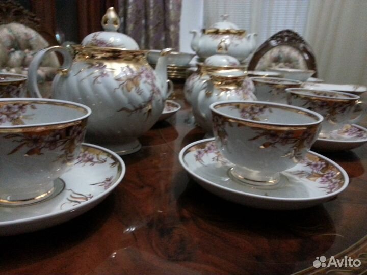 Чайный сервиз. Дулево. Фарфор. Позолота