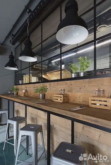 Барная стойка лофт для кофе с собой, барная стойка