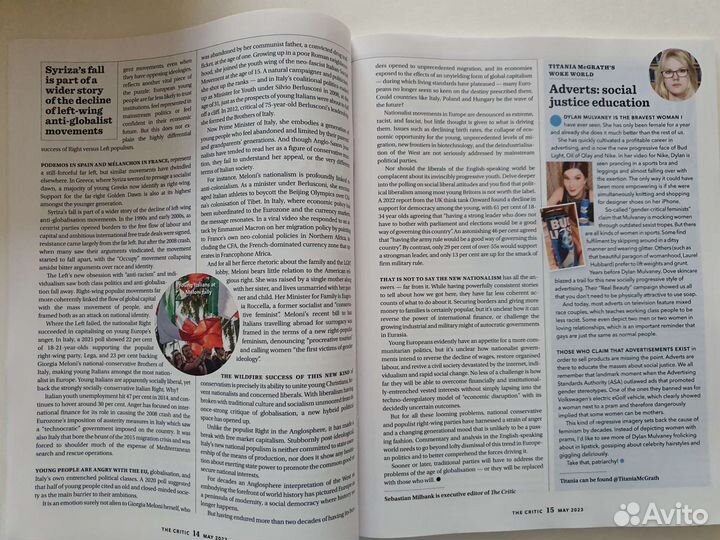 Британский журнал The Critic. Май 2023