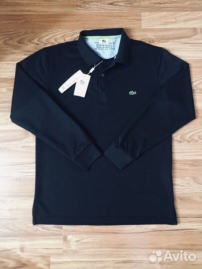 Поло Lacoste длин. рукав Новое Черное
