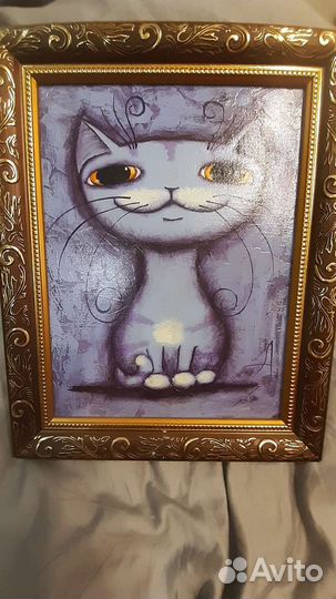 Картина маслом, котик