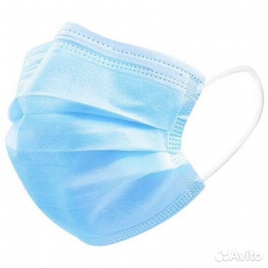 Маски одноразовые голубые 50 шт