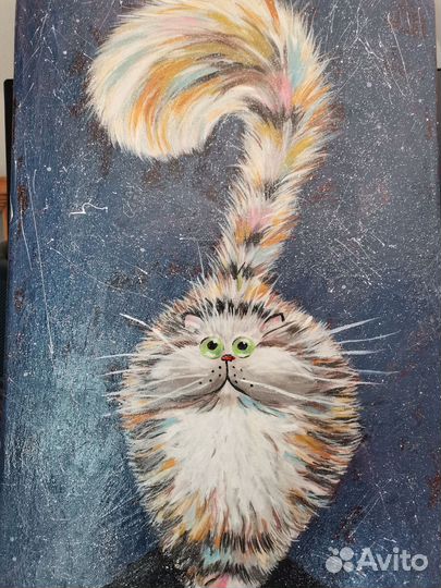 Котик акриловый на холсте с подрамником 30*50