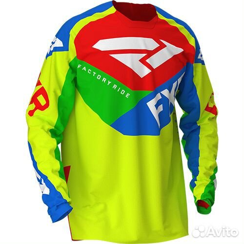 Джерси FXR podium AIR MX jersey Hi Vis/Blue/Green