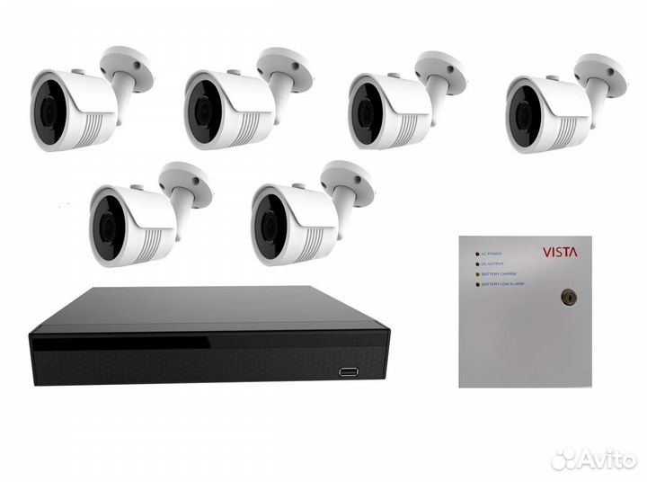Премиум Комплект видеонаблюдения 6 камер 8мп