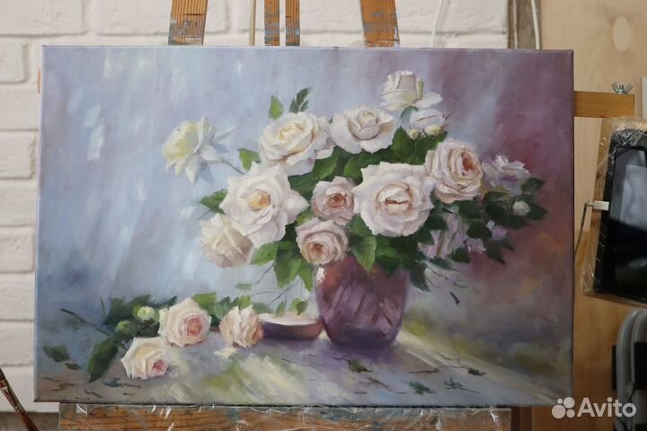 Картина маслом Цветы Розы 40х60см на холсте