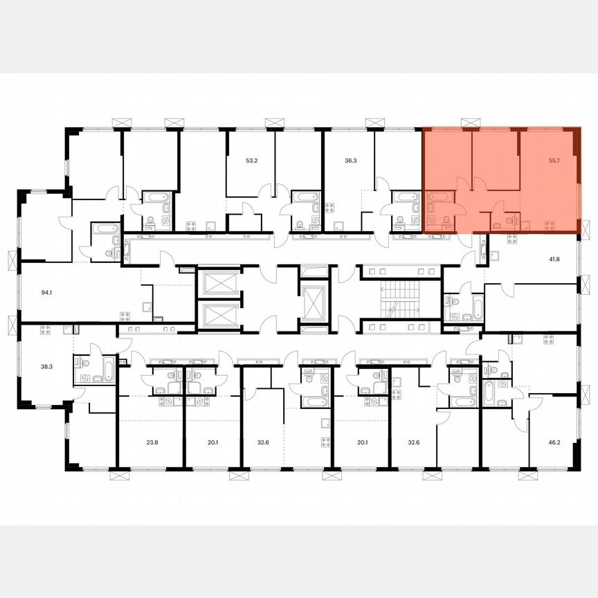 2-к. квартира, 55,7 м², 24/24 эт.
