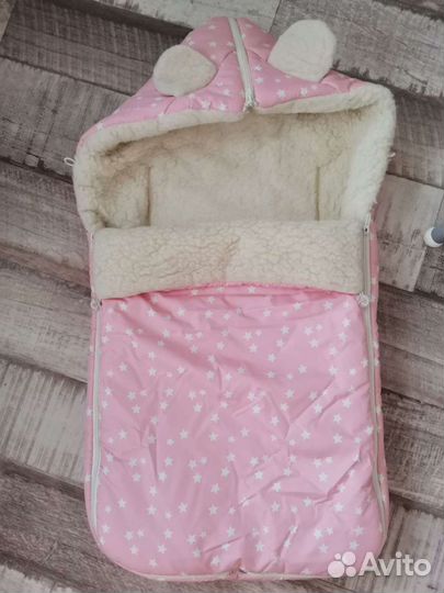 Конверт зимний в коляску для девочки овчина