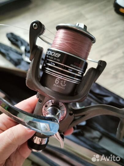 Набор:карповое удилище 3 шт, чехол, подсак,снасти