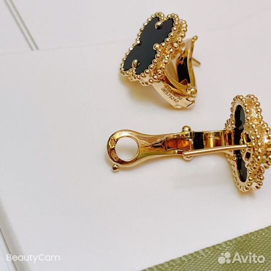 Van cleef серьги из желтого золота 750 пробы и они