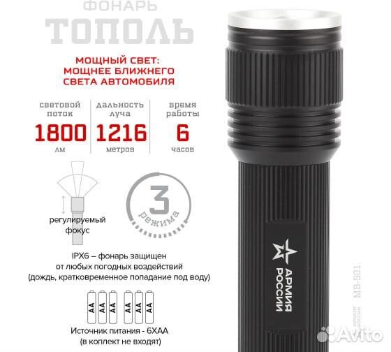 Фонарь эра MB-901 армия России Тополь