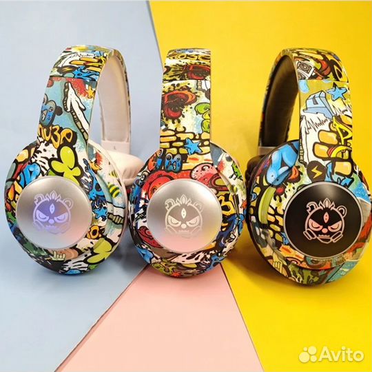 Наушники накладные беспроводные с Bluetooth и RGB