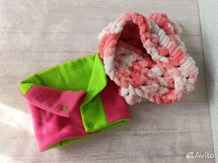 Шарф снуд из флиса, снуд шарф плюшевый для девочки