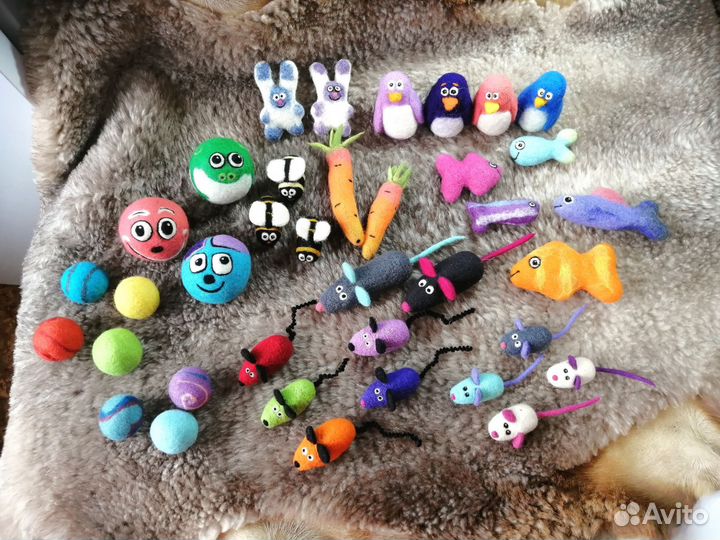 Игрушки для кошек валяные натуральные и безопасные
