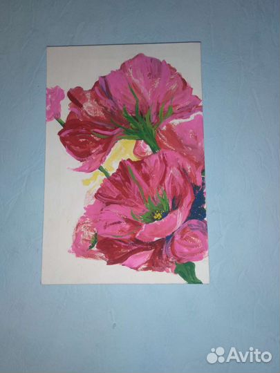 Картина абстракция ручной работы маки