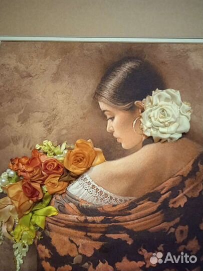 Картина вышитая шелковыми лентами