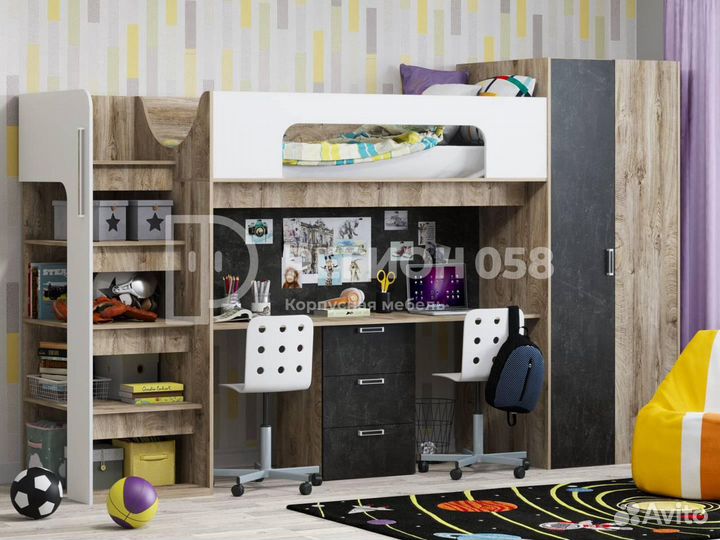 Кровать чердак с рабочим пространством