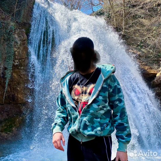 Bape camo shark full ZIP double hoodie - green