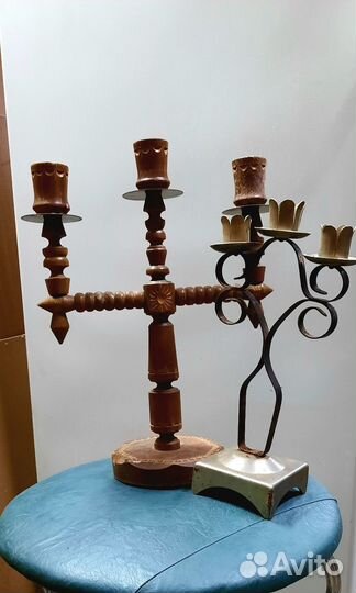 Подсвечники (2 шт), фигурки издерева (2 шт)