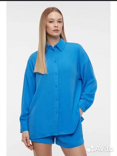 Блузка-рубашка oversize с мятым эффектом