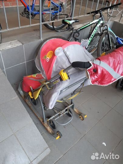 Детские санки коляска с колесами