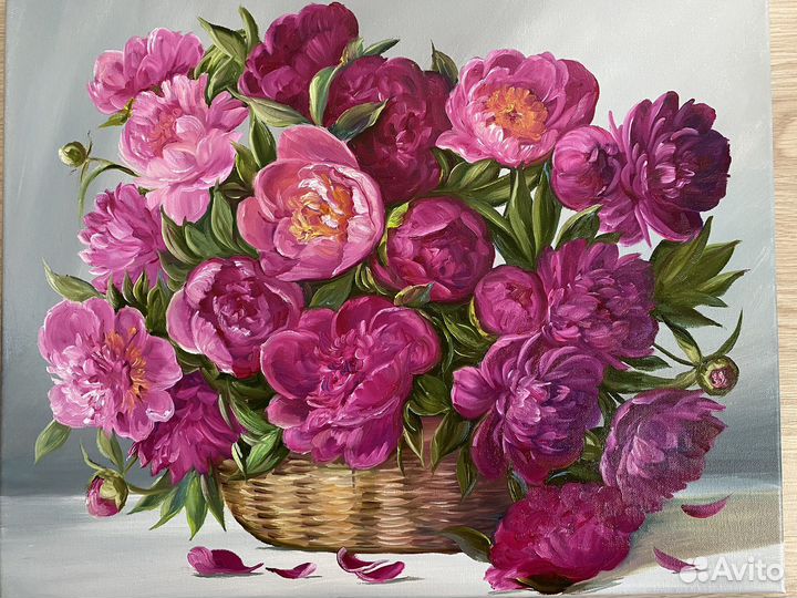 Картина масдом. Пионы