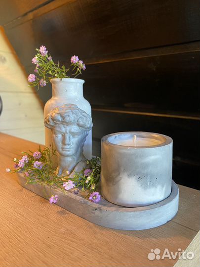 Декор из гипса, ваза, соевая свеча, Давид