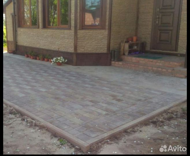 Укладка тротуарной плитки брусчатки бордюров