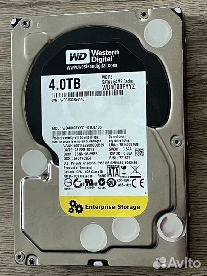Жесткий диск WD4000fyyz 4тб